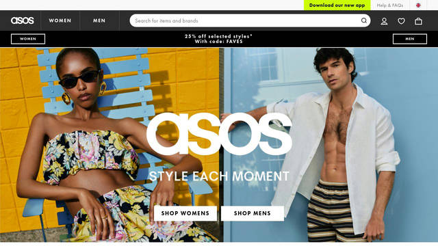 Screenshot: asos.com - uses FuturaStd