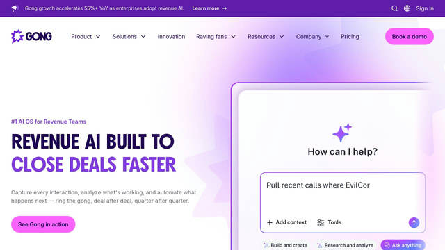 Screenshot: gong.io - uses Inter Tight