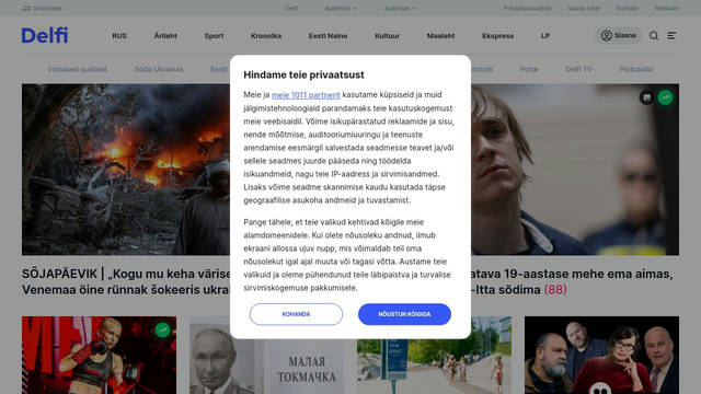 Screenshot: delfi.ee - uses Inter var experimental