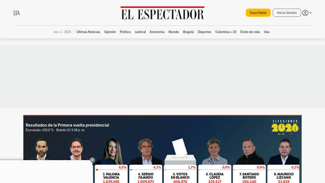 Screenshot: elespectador.com - uses lft-etica