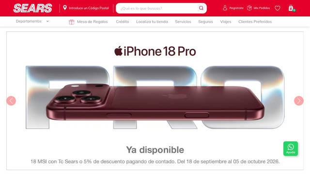 Screenshot: sears.com.mx - uses Muli