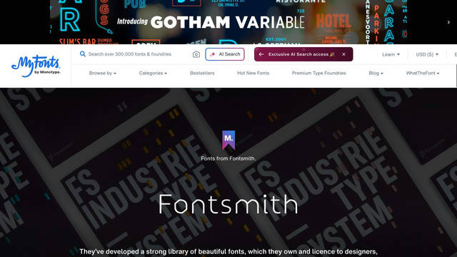 Screenshot: fontsmith.com - uses NatronRoughMedium