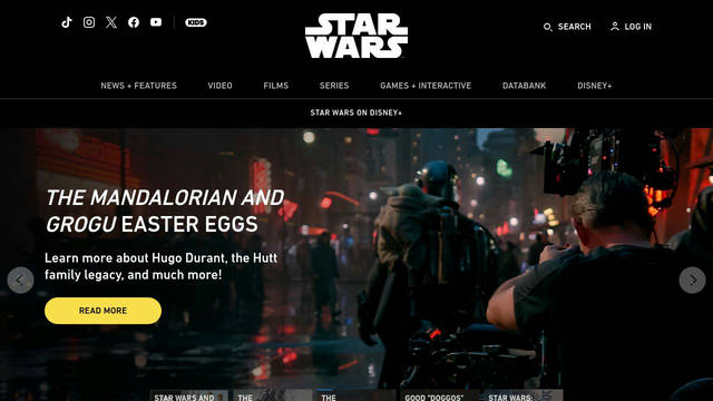 Screenshot: starwars.com - uses DINNext