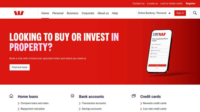 Screenshot: westpac.com.au - uses Westpac-bold