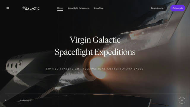 Screenshot: virgingalactic.com - uses ivarHeadlineFont