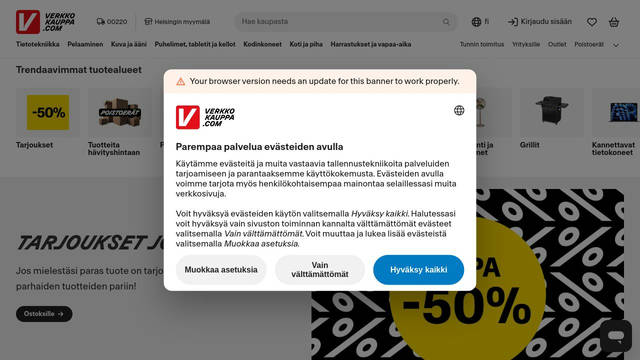 Screenshot: verkkokauppa.com - uses GTPlanar