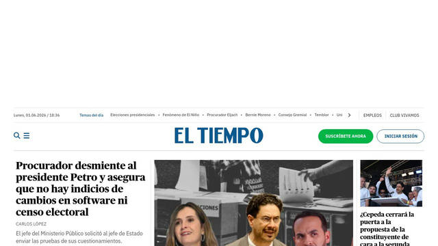 Screenshot: eltiempo.com - uses IBMPlexSans