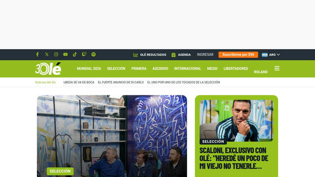 Screenshot: ole.com.ar - uses Heebo-bold