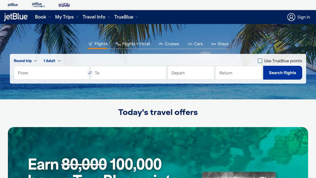 Screenshot: jetblue.com - uses jbklarheit