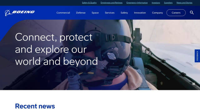 Screenshot: boeing.com - uses Noto KR