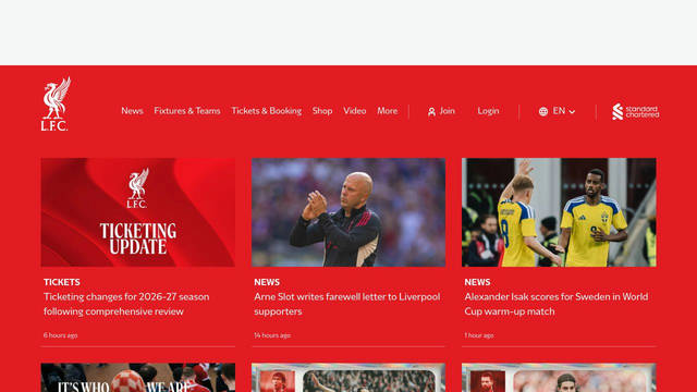 Screenshot: liverpoolfc.com - uses LFC Serif Condensed