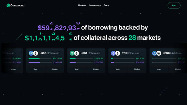 Screenshot: compound.finance - uses Haas Grot Disp R