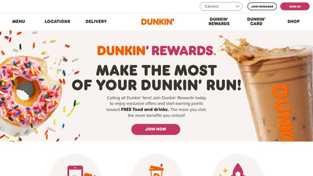 Screenshot: dunkindonuts.com - uses DunkinSansBook