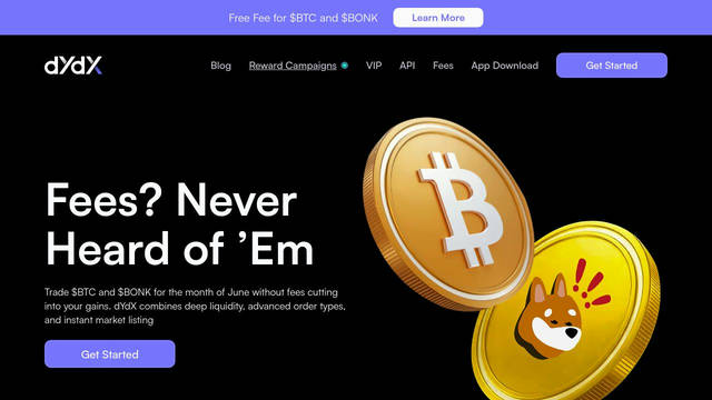 Screenshot: dydx.exchange - uses CourierPrime