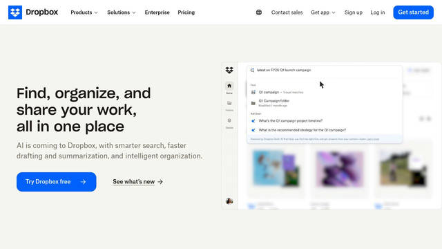 Screenshot: dropbox.com - uses Sharp Grotesk