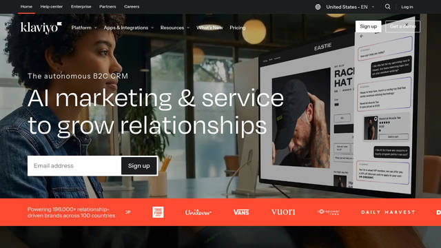 Screenshot: klaviyo.com - uses Sohne Mono