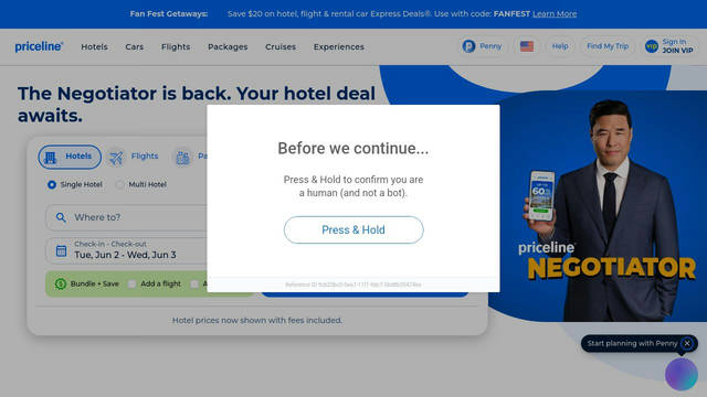 Screenshot: priceline.com - uses Material Symbols Rounded