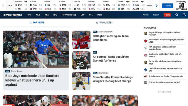 Screenshot: sportsnet.ca - uses urw-din