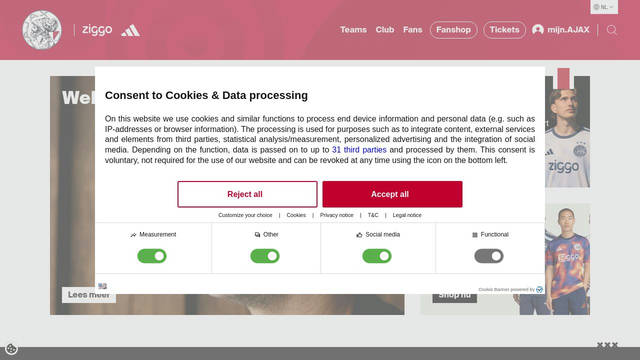 Screenshot: ajax.nl - uses SuisseWork