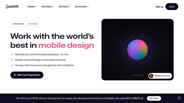 Screenshot: dribbble.com - uses Mona Sans