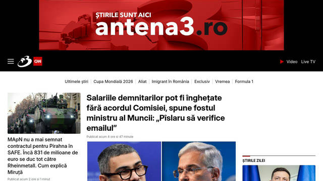Screenshot: antena3.ro - uses VideoJS