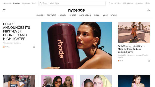 Screenshot: hypebae.com - uses PT Sans