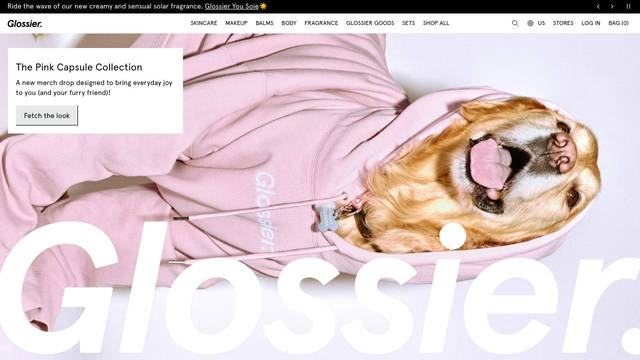 Screenshot: glossier.com - uses Apercu Mono