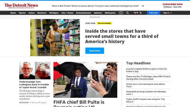 Screenshot: detroitnews.com - uses Unify Sans
