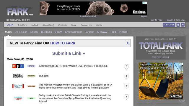 Screenshot: fark.com - uses Farkcom-Font