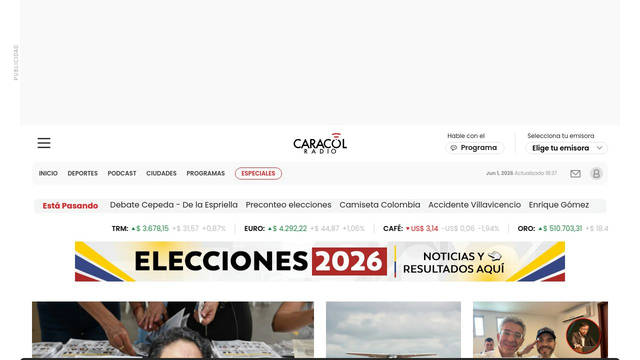 Screenshot: caracol.com.co - uses Changa One