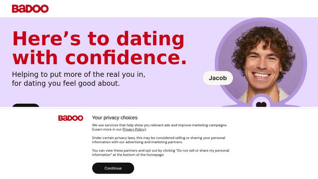 Screenshot: badoo.com - uses Beausite Classic