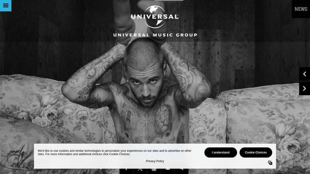 Screenshot: universalmusic.com - uses Josefin Sans
