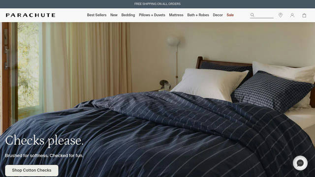 Screenshot: parachutehome.com - uses Suisse Intl