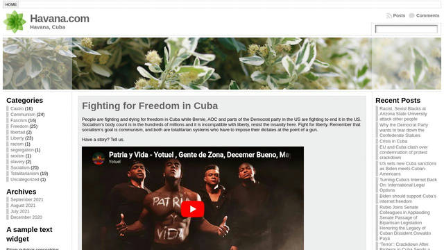 Screenshot: havana.com - uses Georgia
