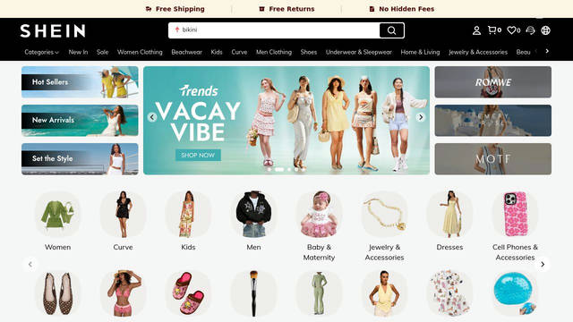 Screenshot: shein.com - uses Jost Screenshot: shein.com - uses Jost