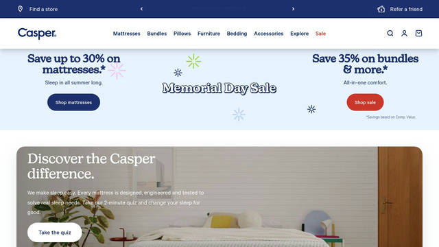 Screenshot: casper.com - uses NewKansas-Thin