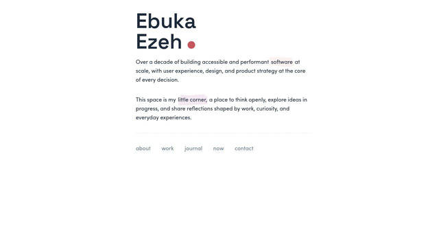 Screenshot: ebuka.ezeh.me - uses sofia