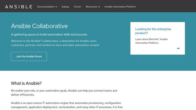 Screenshot: ansible.com - uses redhattextregular