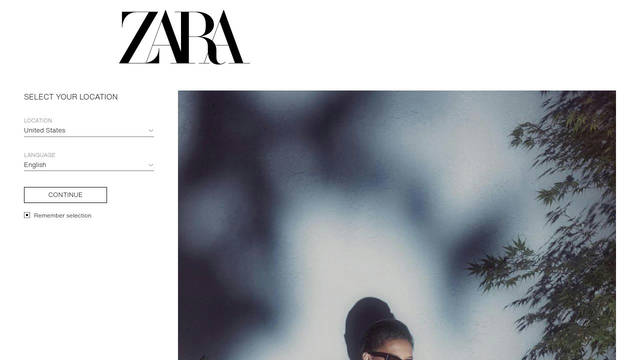 Screenshot: zara.com - uses Linotype Gothic Std