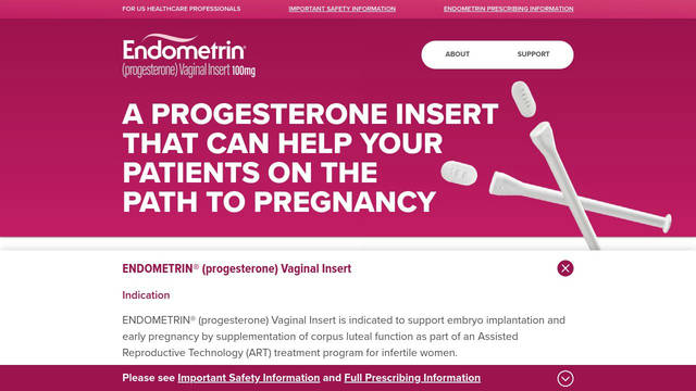 Screenshot: endometrin.com - uses Avenir Next LT W01 Demi