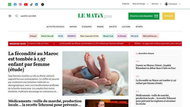 Screenshot: lematin.ma - uses Vollkorn