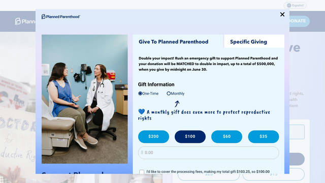 Screenshot: plannedparenthood.org - uses Avenir Next Regular