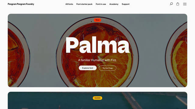 Screenshot: pangrampangram.com - uses Neue Montreal