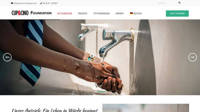 Screenshot: cupcino-foundation.com - uses SF Pro Text