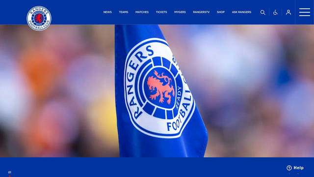 Screenshot: rangers.co.uk - uses Rangers