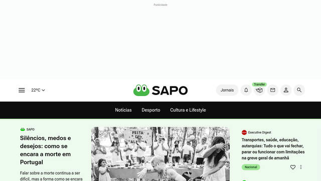 Screenshot: sapo.pt - uses Roboto Flex