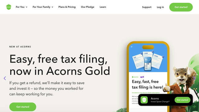 Screenshot: acorns.com - uses Knockout Sumo