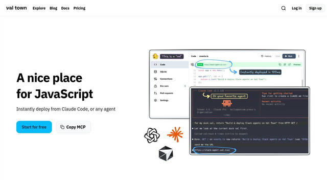 Screenshot: val.town - uses iA Writer Mono
