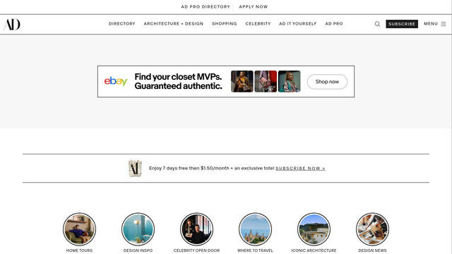 Screenshot: architecturaldigest.com - uses CN Sans