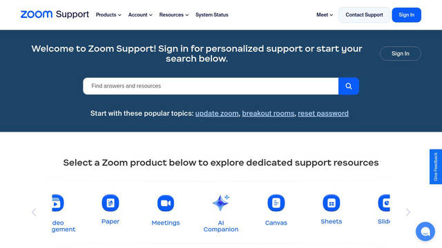 Screenshot: support.zoom.com - uses Lato